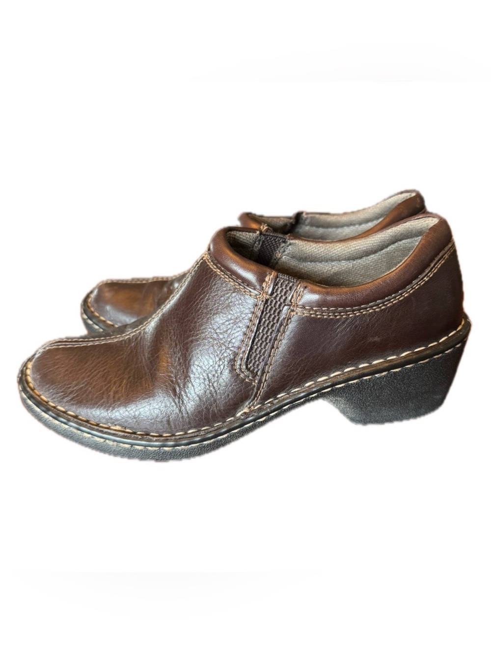 Eastland Amore Brown Leather Slip-On Clogs Comfort Shoes Women’s Size 7M